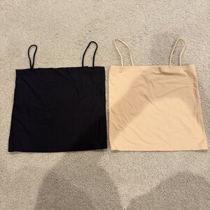 EUC Set Of 2 Spaghetti Strap Crop Tank top Camisole Women S/M In Black And Nude